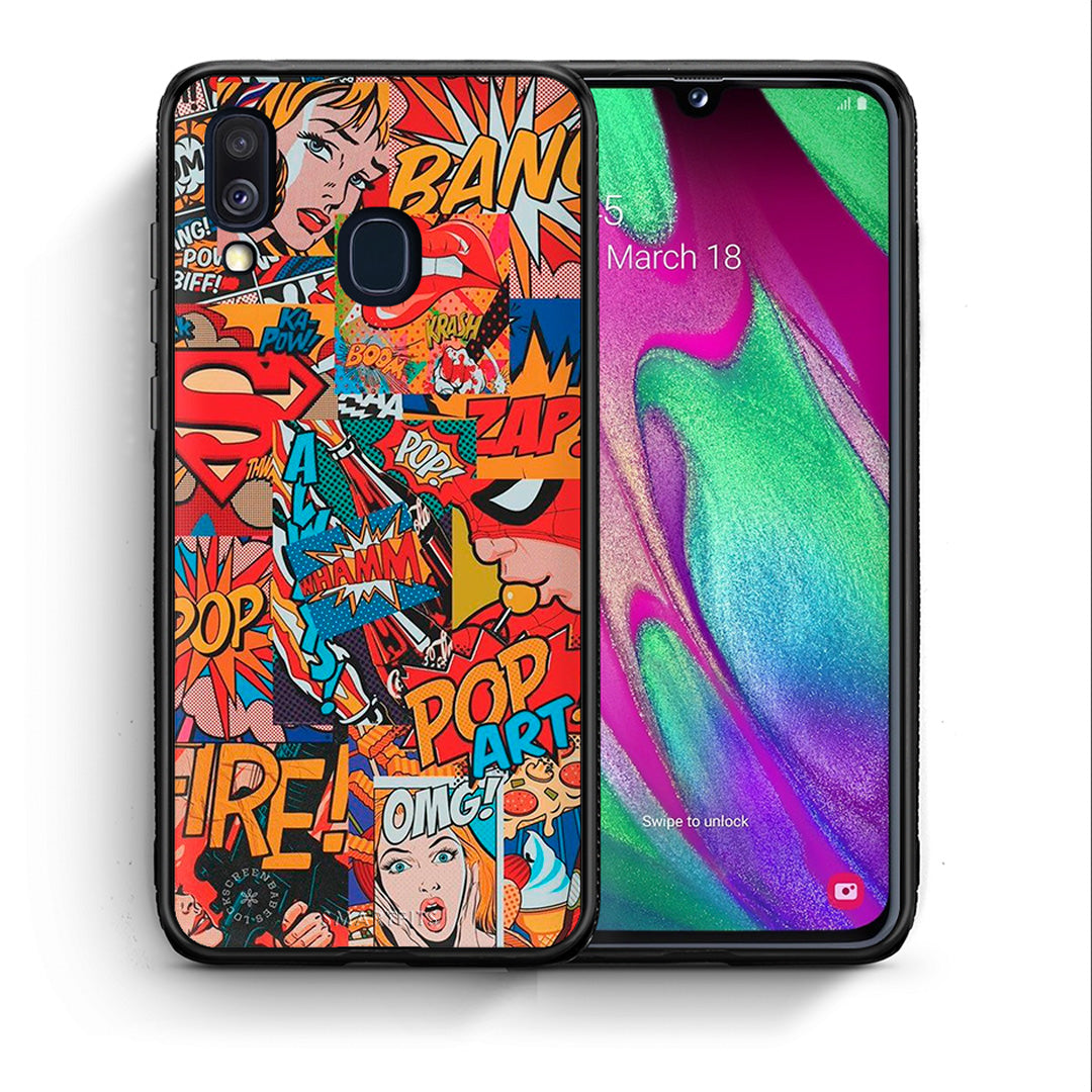 Θήκη Samsung A40 PopArt OMG από τη Smartfits με σχέδιο στο πίσω μέρος και μαύρο περίβλημα | Samsung A40 PopArt OMG case with colorful back and black bezels