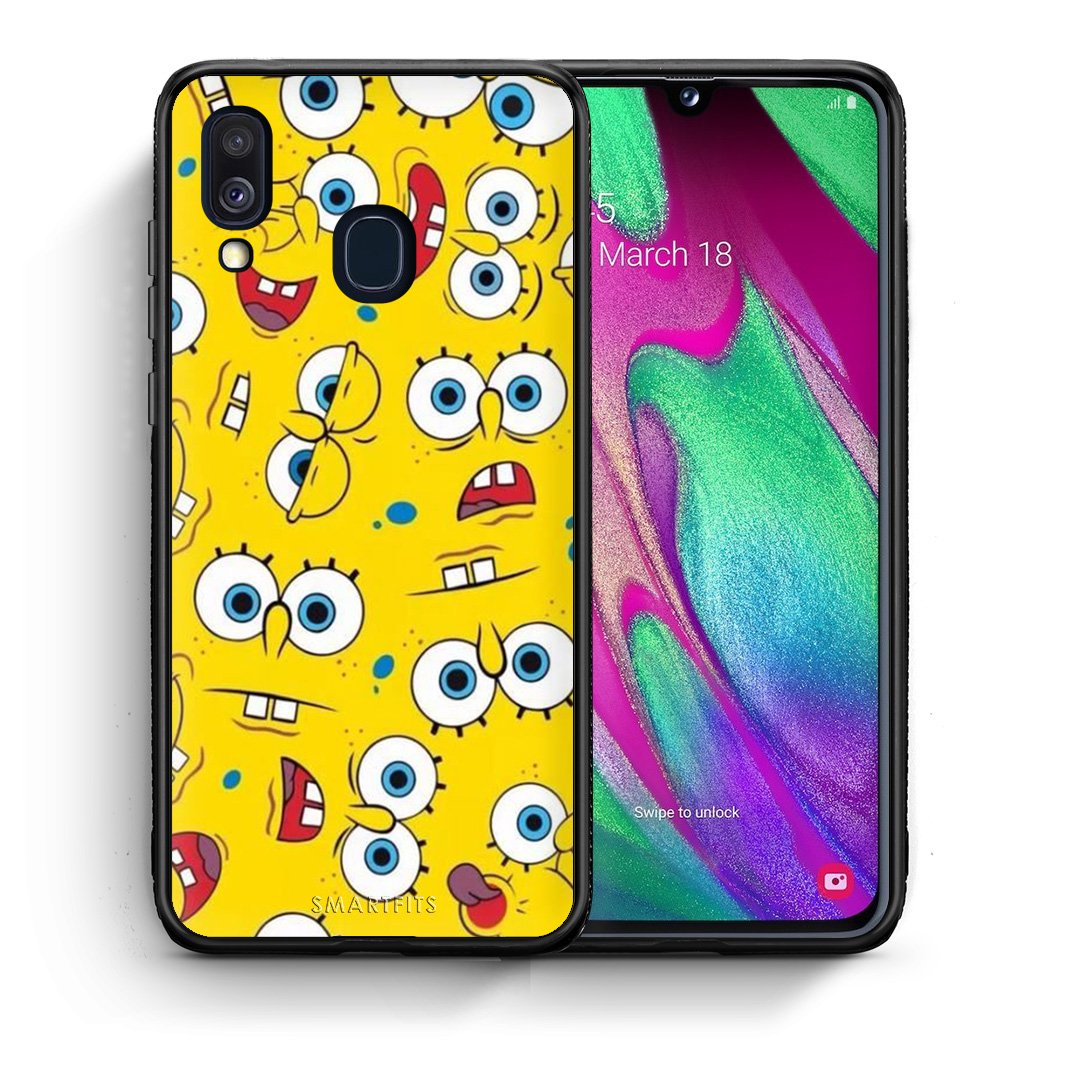 Θήκη Samsung A40 Sponge PopArt από τη Smartfits με σχέδιο στο πίσω μέρος και μαύρο περίβλημα | Samsung A40 Sponge PopArt case with colorful back and black bezels
