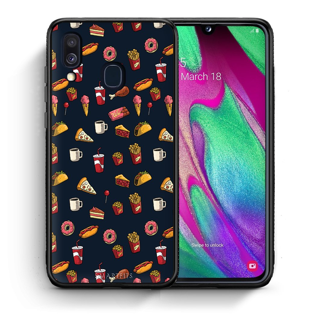 Θήκη Samsung A40 Hungry Random από τη Smartfits με σχέδιο στο πίσω μέρος και μαύρο περίβλημα | Samsung A40 Hungry Random case with colorful back and black bezels