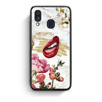 Thumbnail for Samsung A40 Red Lips θήκη από τη Smartfits με σχέδιο στο πίσω μέρος και μαύρο περίβλημα | Smartphone case with colorful back and black bezels by Smartfits