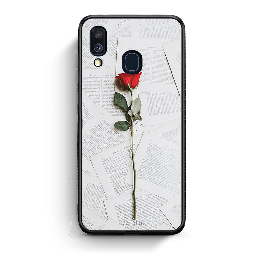 Samsung A40 Red Rose θήκη από τη Smartfits με σχέδιο στο πίσω μέρος και μαύρο περίβλημα | Smartphone case with colorful back and black bezels by Smartfits