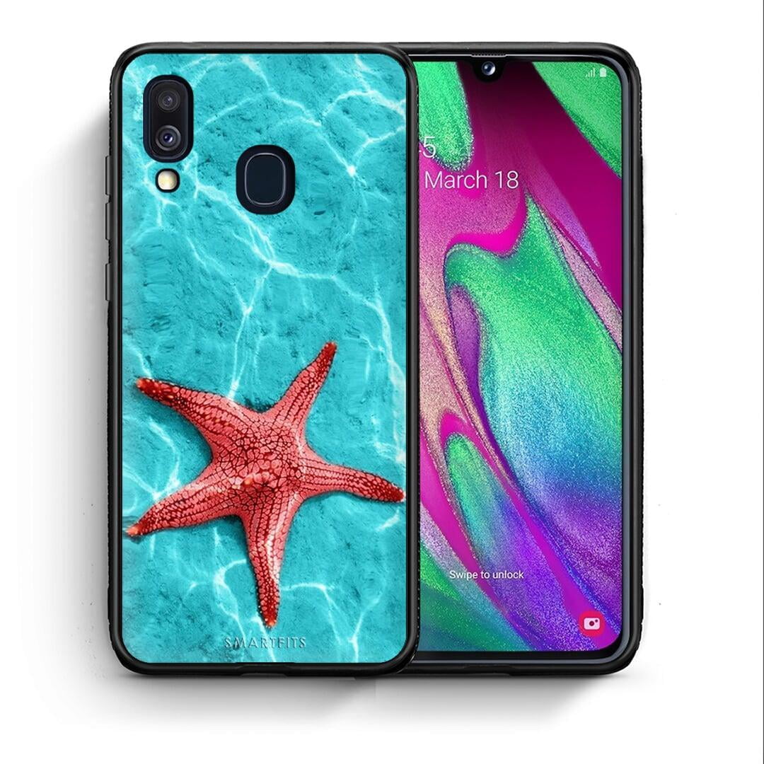 Θήκη Samsung A40 Red Starfish από τη Smartfits με σχέδιο στο πίσω μέρος και μαύρο περίβλημα | Samsung A40 Red Starfish case with colorful back and black bezels