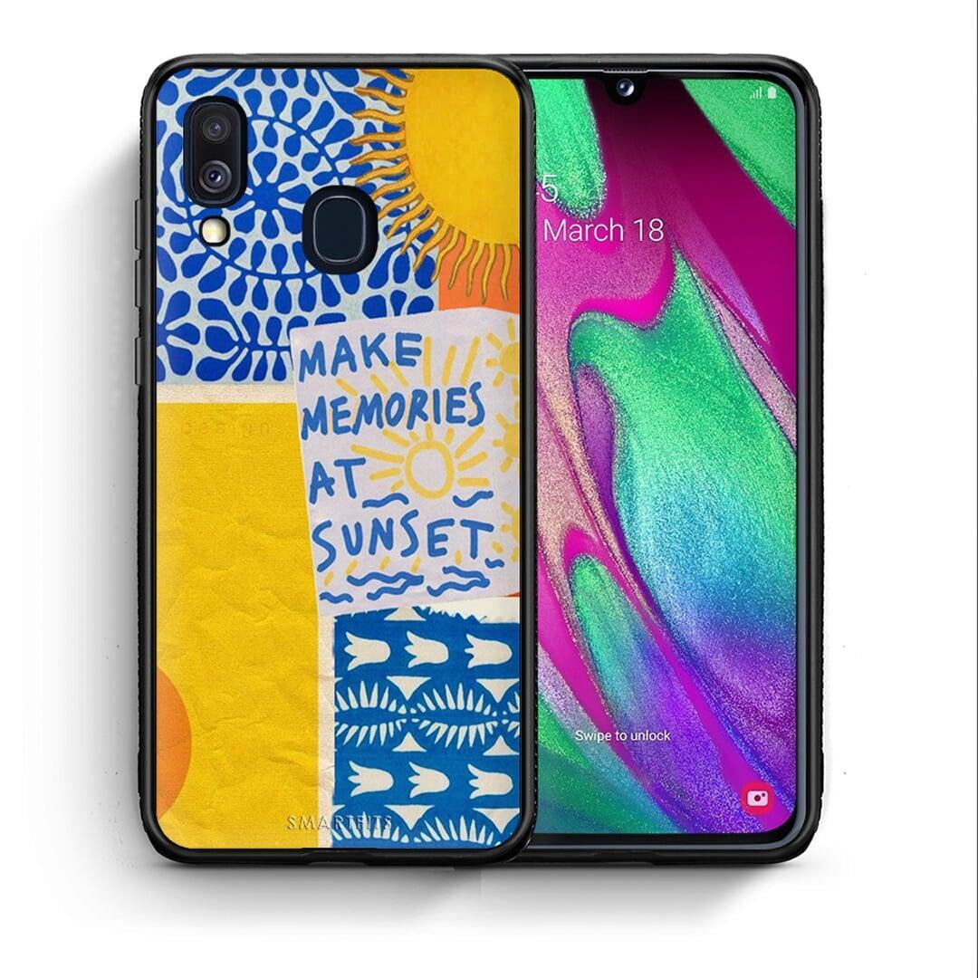 Θήκη Samsung A40 Sunset Memories από τη Smartfits με σχέδιο στο πίσω μέρος και μαύρο περίβλημα | Samsung A40 Sunset Memories case with colorful back and black bezels
