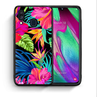 Thumbnail for Θήκη Samsung A40 Tropical Flowers από τη Smartfits με σχέδιο στο πίσω μέρος και μαύρο περίβλημα | Samsung A40 Tropical Flowers case with colorful back and black bezels