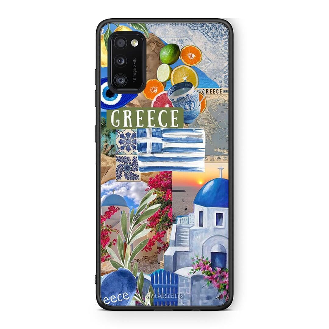 Samsung A41 All Greek Θήκη από τη Smartfits με σχέδιο στο πίσω μέρος και μαύρο περίβλημα | Smartphone case with colorful back and black bezels by Smartfits