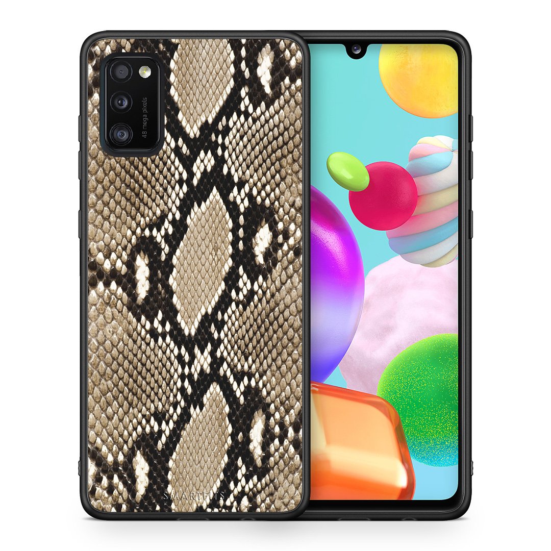 Θήκη Samsung A41 Fashion Snake Animal από τη Smartfits με σχέδιο στο πίσω μέρος και μαύρο περίβλημα | Samsung A41 Fashion Snake Animal case with colorful back and black bezels