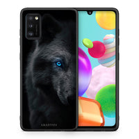 Thumbnail for Θήκη Samsung A41 Dark Wolf από τη Smartfits με σχέδιο στο πίσω μέρος και μαύρο περίβλημα | Samsung A41 Dark Wolf case with colorful back and black bezels