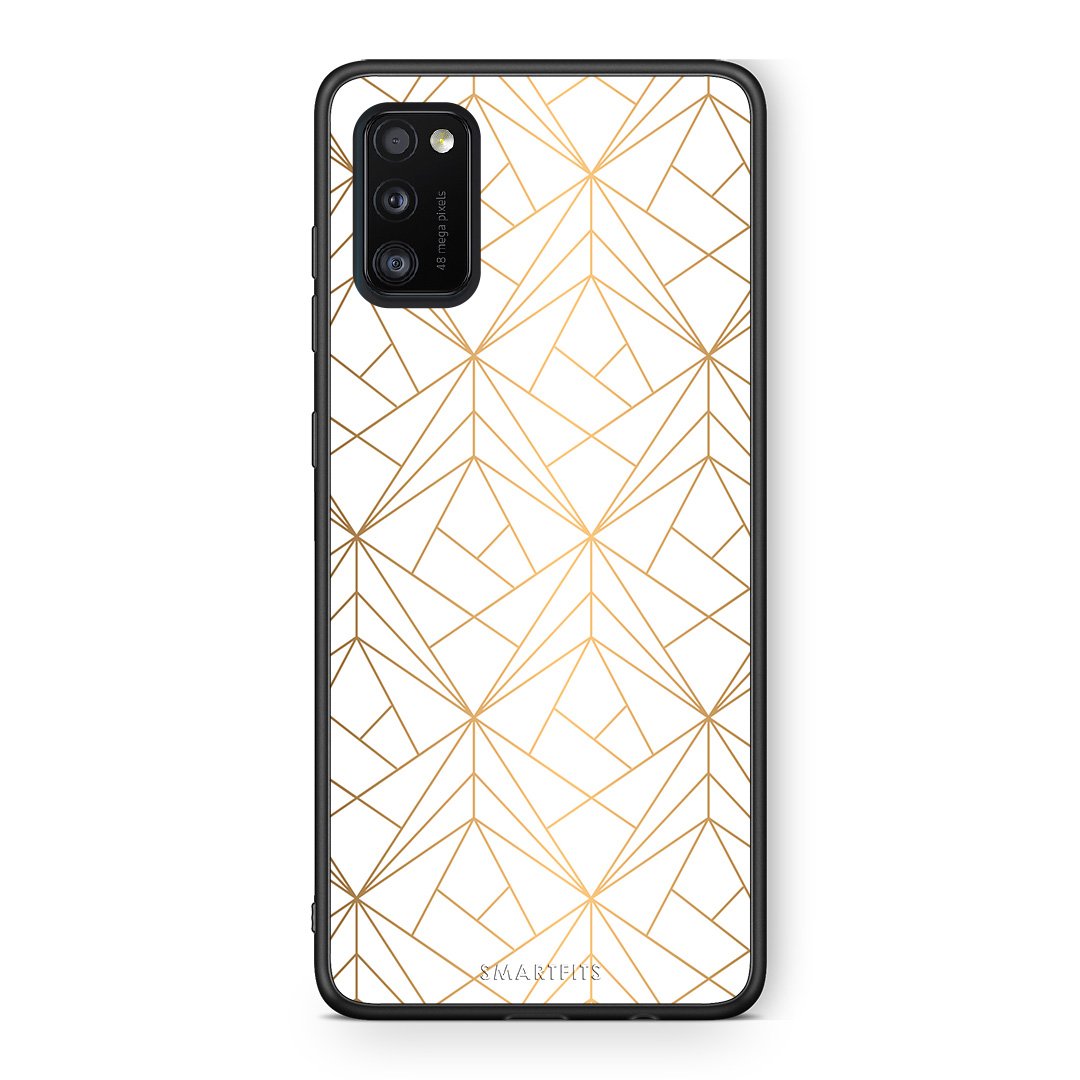 111 - Samsung A41  Luxury White Geometric case, cover, bumper