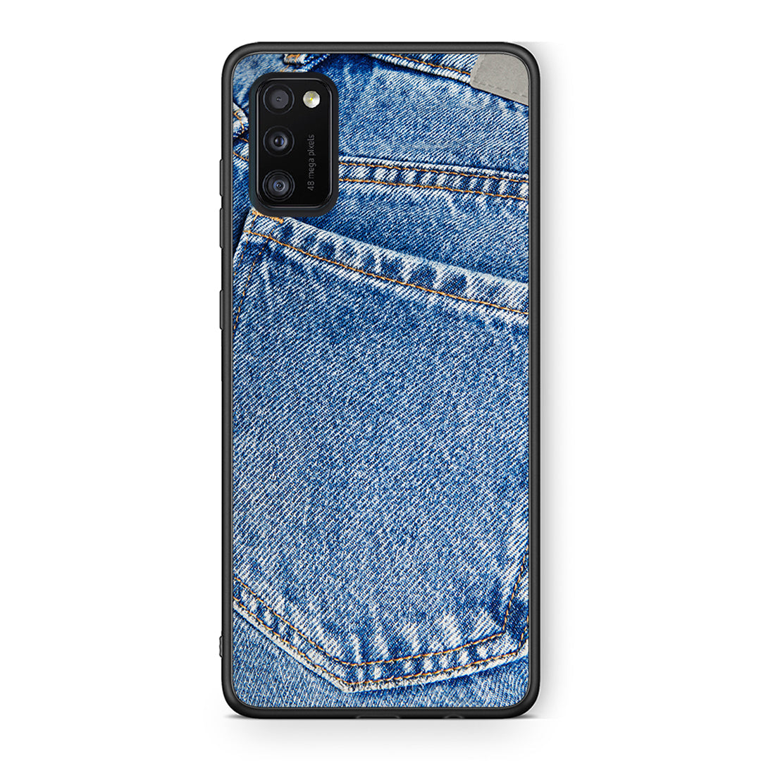 Samsung A41 Jeans Pocket θήκη από τη Smartfits με σχέδιο στο πίσω μέρος και μαύρο περίβλημα | Smartphone case with colorful back and black bezels by Smartfits
