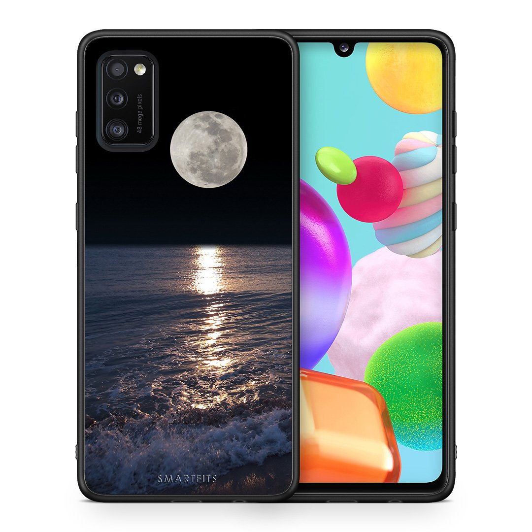 Θήκη Samsung A41 Moon Landscape από τη Smartfits με σχέδιο στο πίσω μέρος και μαύρο περίβλημα | Samsung A41 Moon Landscape case with colorful back and black bezels