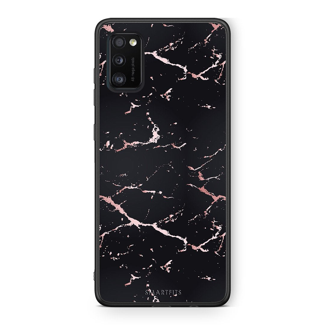4 - Samsung A41  Black Rosegold Marble case, cover, bumper