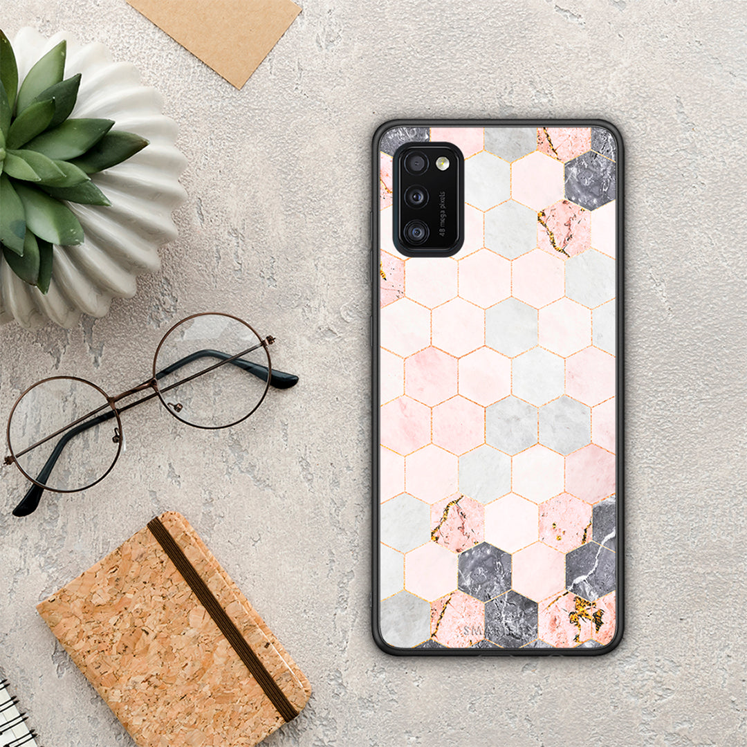 Marble Hexagon Pink - Samsung Galaxy A41 case
