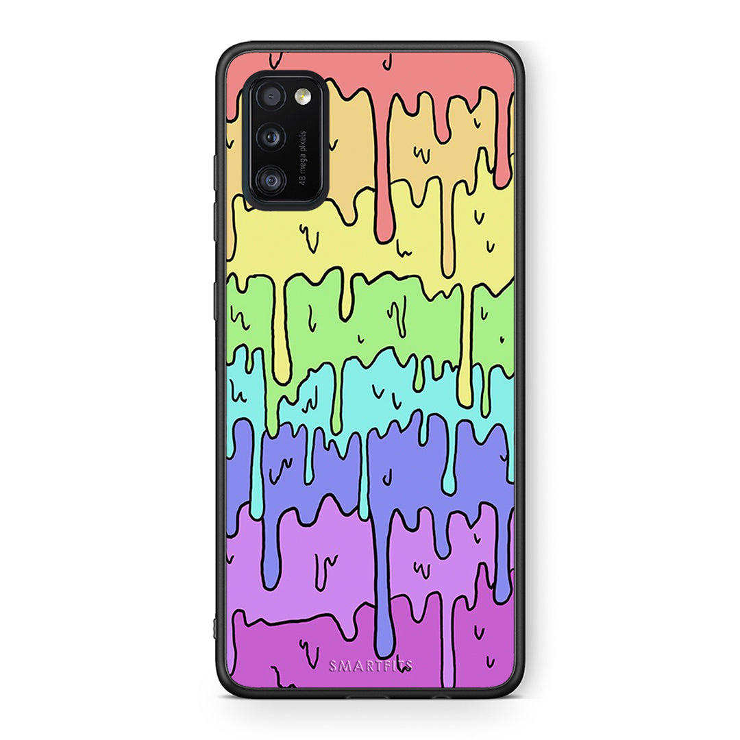 Samsung A41 Melting Rainbow θήκη από τη Smartfits με σχέδιο στο πίσω μέρος και μαύρο περίβλημα | Smartphone case with colorful back and black bezels by Smartfits