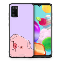 Thumbnail for Θήκη Αγίου Βαλεντίνου Samsung A41 Pig Love 2 από τη Smartfits με σχέδιο στο πίσω μέρος και μαύρο περίβλημα | Samsung A41 Pig Love 2 case with colorful back and black bezels