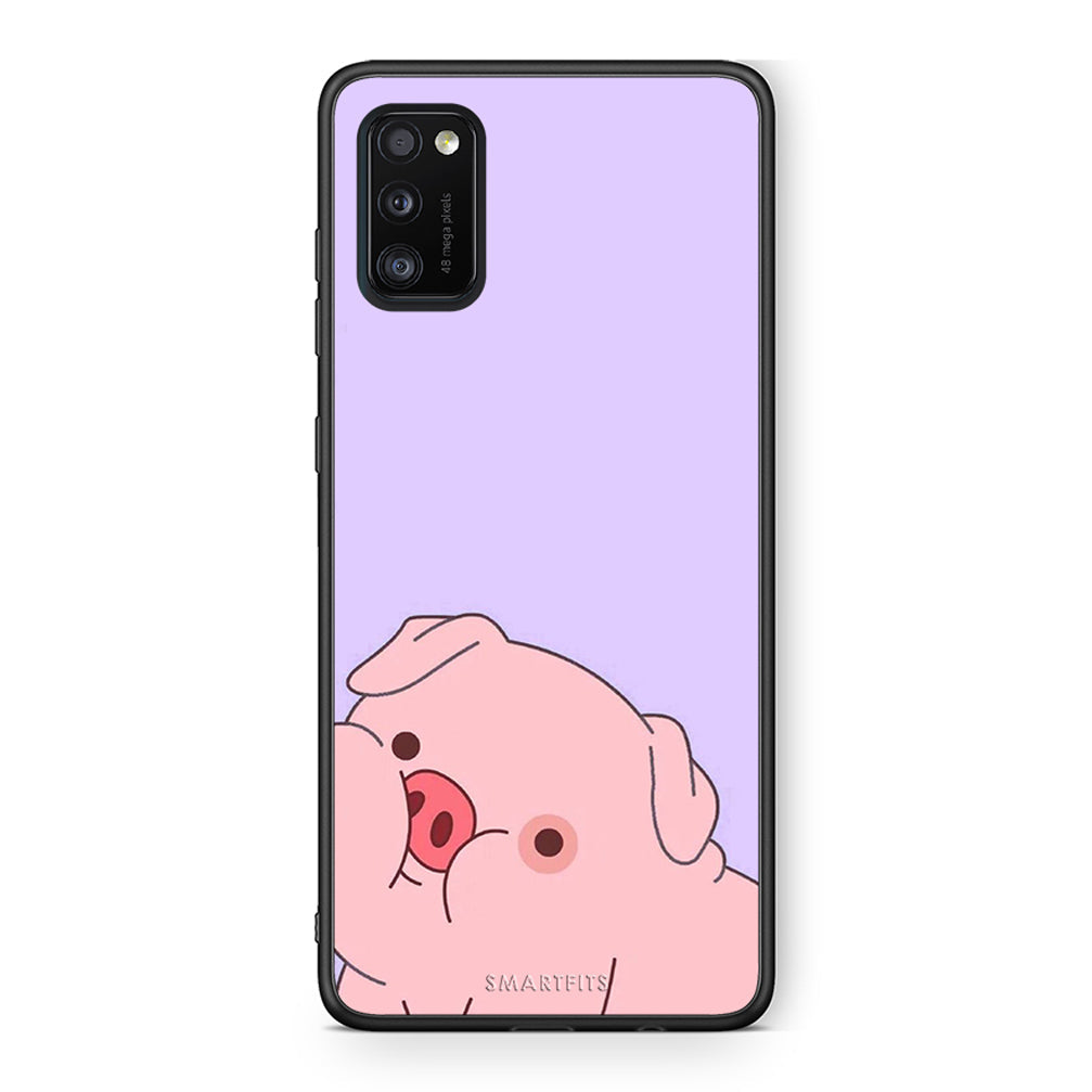 Samsung A41 Pig Love 2 Θήκη Αγίου Βαλεντίνου από τη Smartfits με σχέδιο στο πίσω μέρος και μαύρο περίβλημα | Smartphone case with colorful back and black bezels by Smartfits