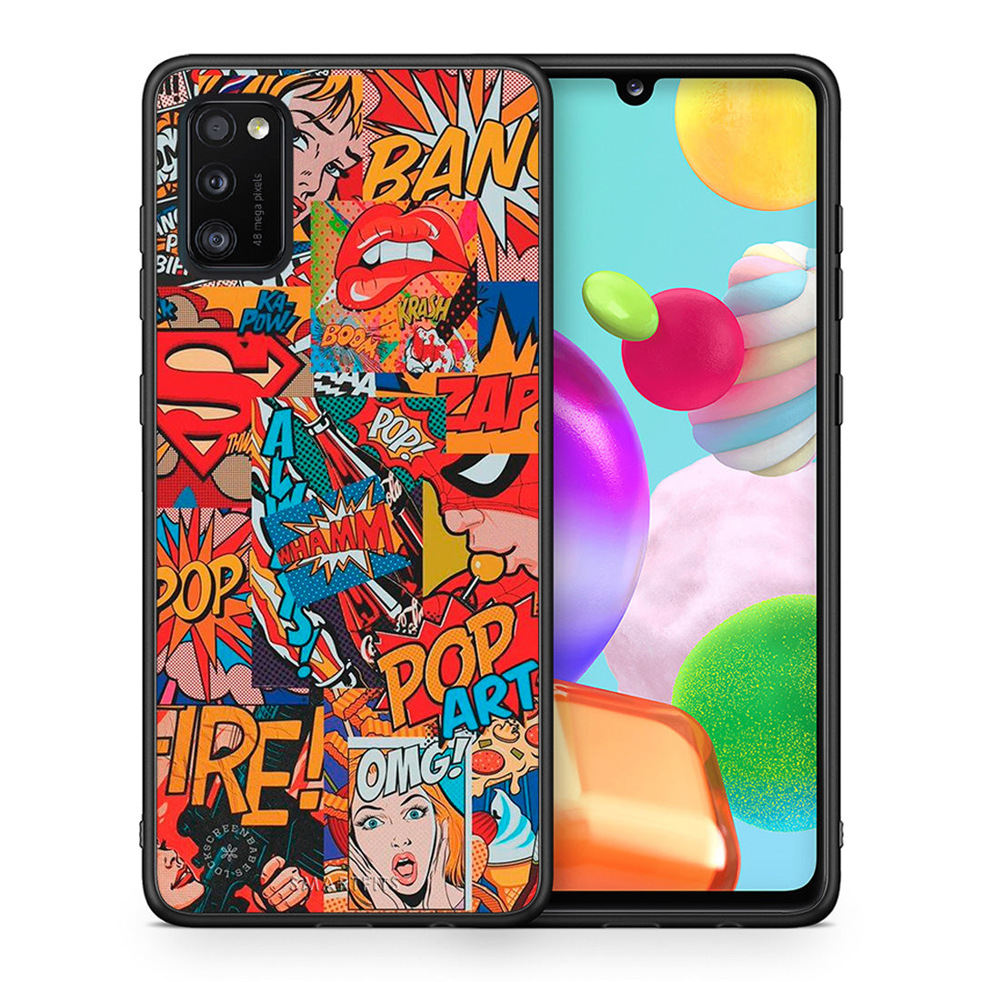 Θήκη Samsung A41 PopArt OMG από τη Smartfits με σχέδιο στο πίσω μέρος και μαύρο περίβλημα | Samsung A41 PopArt OMG case with colorful back and black bezels