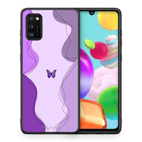 Thumbnail for Θήκη Αγίου Βαλεντίνου Samsung A41 Purple Mariposa από τη Smartfits με σχέδιο στο πίσω μέρος και μαύρο περίβλημα | Samsung A41 Purple Mariposa case with colorful back and black bezels