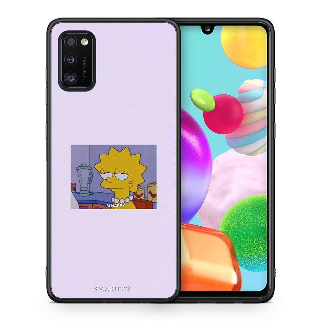 Θήκη Samsung A41 So Happy από τη Smartfits με σχέδιο στο πίσω μέρος και μαύρο περίβλημα | Samsung A41 So Happy case with colorful back and black bezels