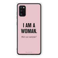 Thumbnail for Samsung A41 Superpower Woman θήκη από τη Smartfits με σχέδιο στο πίσω μέρος και μαύρο περίβλημα | Smartphone case with colorful back and black bezels by Smartfits