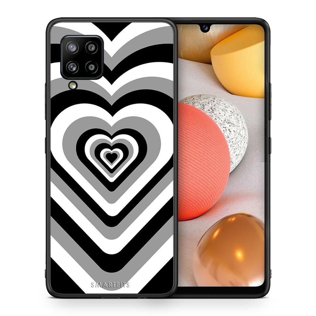 Θήκη Samsung Galaxy A42 Black Hearts από τη Smartfits με σχέδιο στο πίσω μέρος και μαύρο περίβλημα | Samsung Galaxy A42 Black Hearts case with colorful back and black bezels