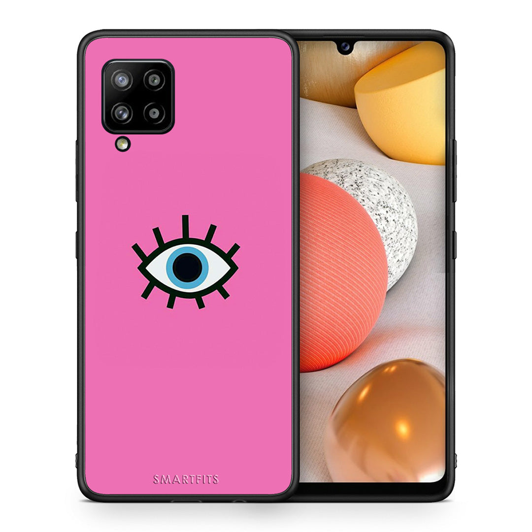 Θήκη Samsung Galaxy A42 Blue Eye Pink από τη Smartfits με σχέδιο στο πίσω μέρος και μαύρο περίβλημα | Samsung Galaxy A42 Blue Eye Pink case with colorful back and black bezels