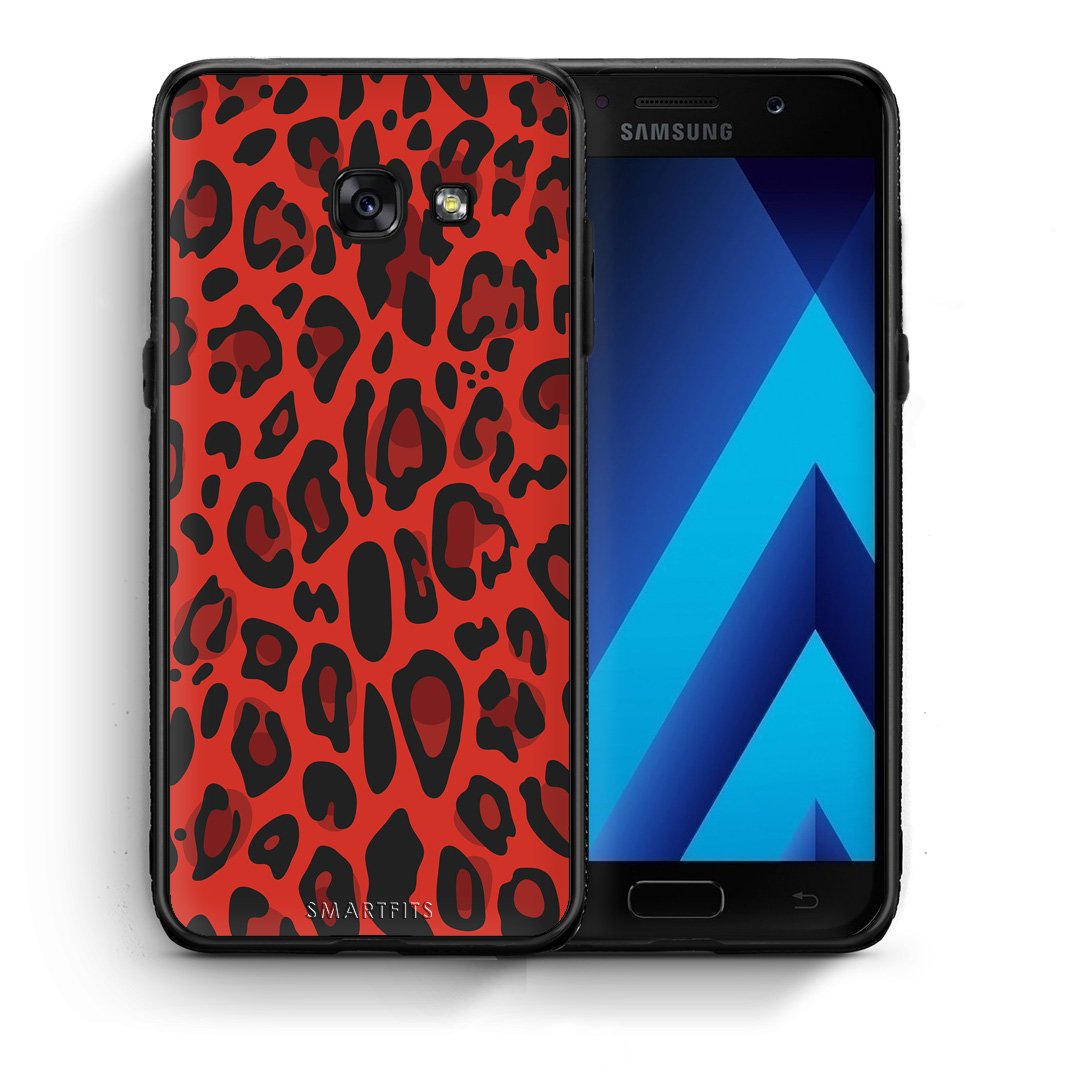 Θήκη Samsung A5 2017 Red Leopard Animal από τη Smartfits με σχέδιο στο πίσω μέρος και μαύρο περίβλημα | Samsung A5 2017 Red Leopard Animal case with colorful back and black bezels