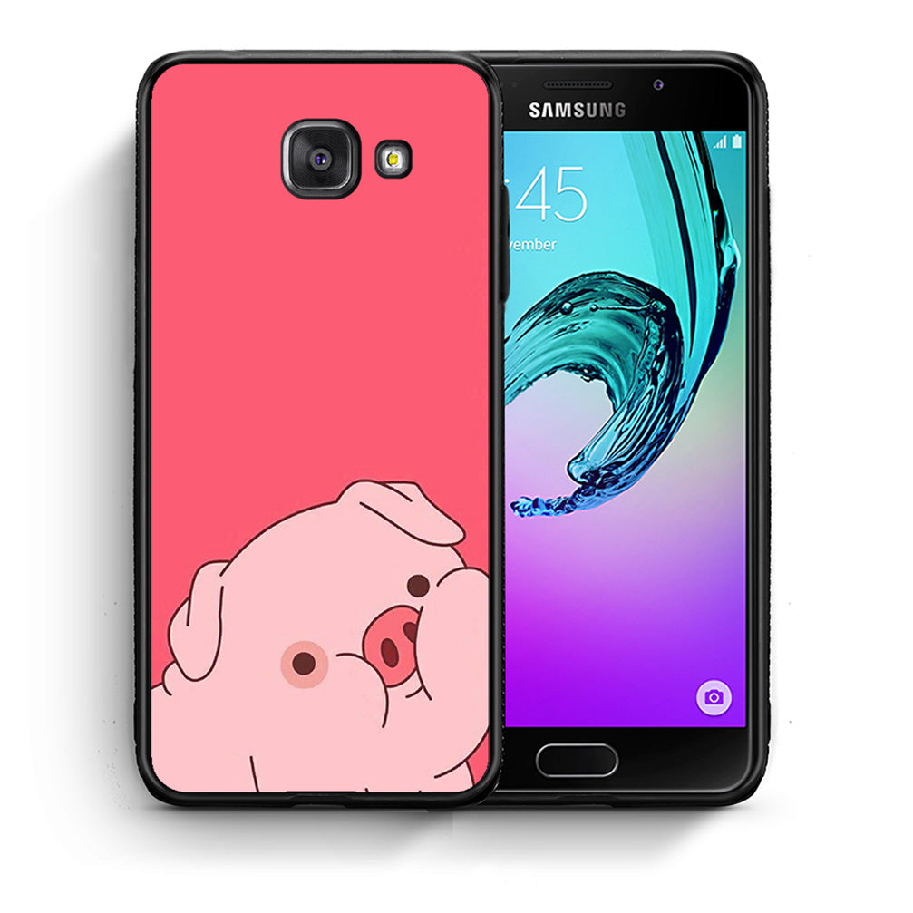 Θήκη Αγίου Βαλεντίνου Samsung A5 2017 Pig Love 1 από τη Smartfits με σχέδιο στο πίσω μέρος και μαύρο περίβλημα | Samsung A5 2017 Pig Love 1 case with colorful back and black bezels