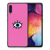 Thumbnail for Θήκη Samsung A50/A30s Blue Eye Pink από τη Smartfits με σχέδιο στο πίσω μέρος και μαύρο περίβλημα | Samsung A50/A30s Blue Eye Pink case with colorful back and black bezels