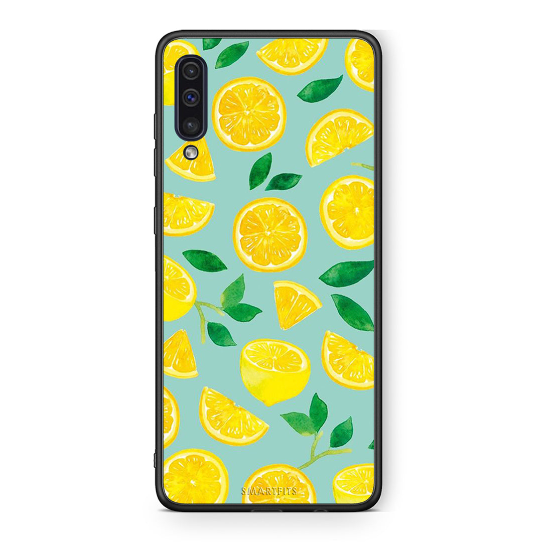 samsung a50 Lemons θήκη από τη Smartfits με σχέδιο στο πίσω μέρος και μαύρο περίβλημα | Smartphone case with colorful back and black bezels by Smartfits