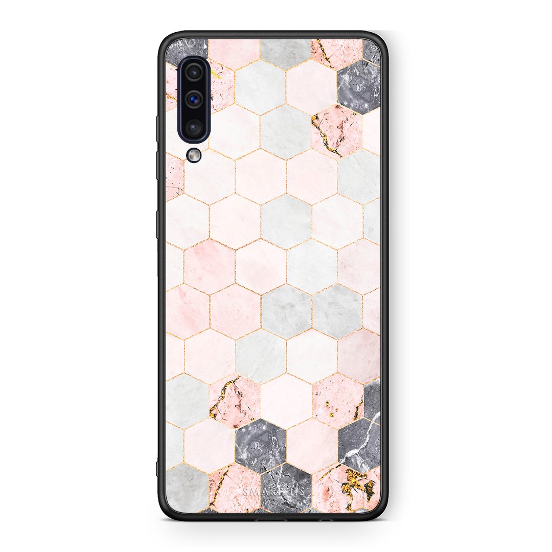 4 - samsung a50 Hexagon Pink Marble case, cover, bumper