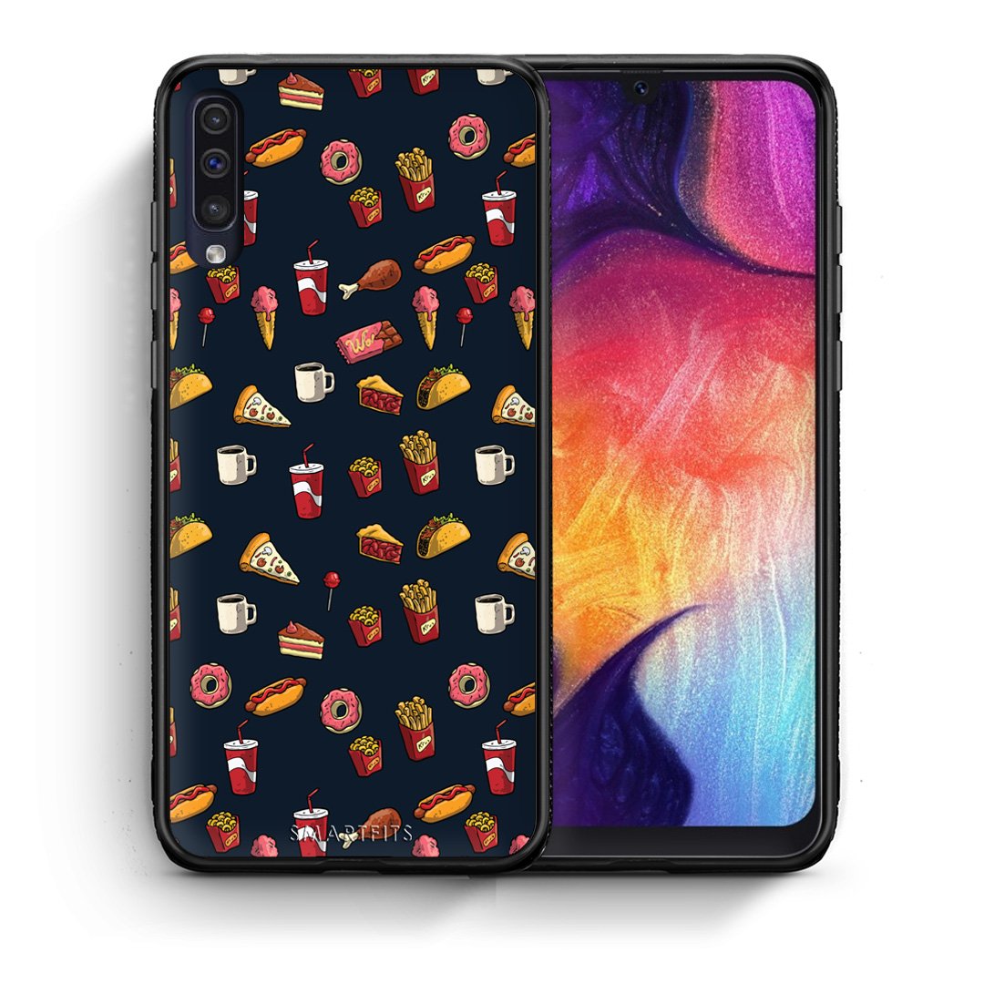 Θήκη Samsung A50/A30s Hungry Random από τη Smartfits με σχέδιο στο πίσω μέρος και μαύρο περίβλημα | Samsung A50/A30s Hungry Random case with colorful back and black bezels