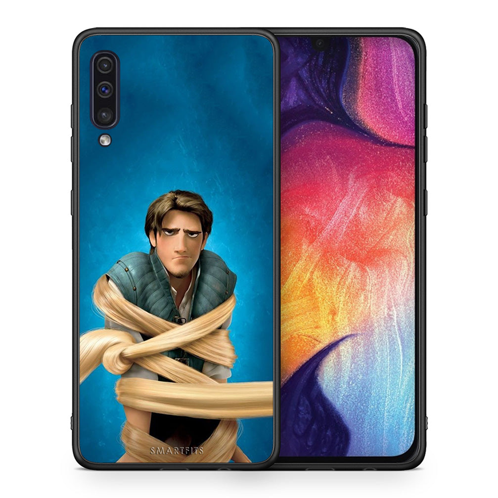 Θήκη Αγίου Βαλεντίνου Samsung A50 / A30s Tangled 1 από τη Smartfits με σχέδιο στο πίσω μέρος και μαύρο περίβλημα | Samsung A50 / A30s Tangled 1 case with colorful back and black bezels