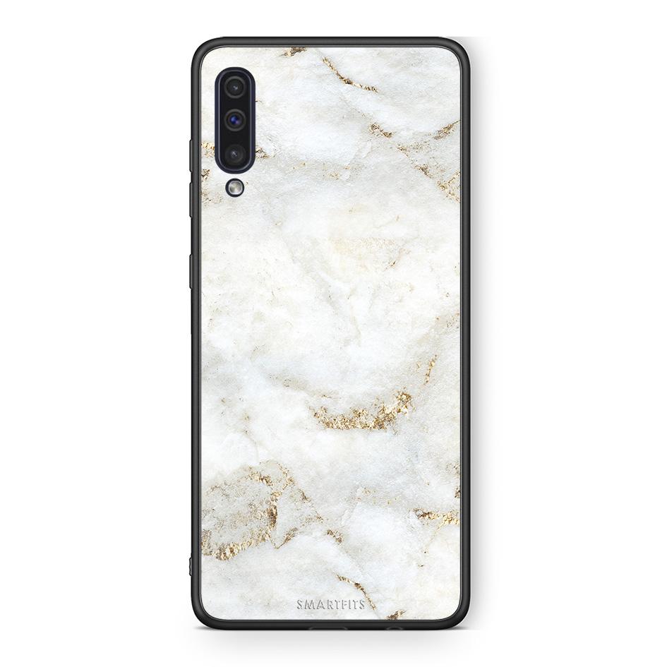 samsung a50 White Gold Marble θήκη από τη Smartfits με σχέδιο στο πίσω μέρος και μαύρο περίβλημα | Smartphone case with colorful back and black bezels by Smartfits