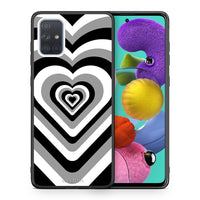 Thumbnail for Θήκη Samsung A51 Black Hearts από τη Smartfits με σχέδιο στο πίσω μέρος και μαύρο περίβλημα | Samsung A51 Black Hearts case with colorful back and black bezels