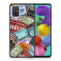Thumbnail for Θήκη Samsung A51 Car Plates από τη Smartfits με σχέδιο στο πίσω μέρος και μαύρο περίβλημα | Samsung A51 Car Plates case with colorful back and black bezels