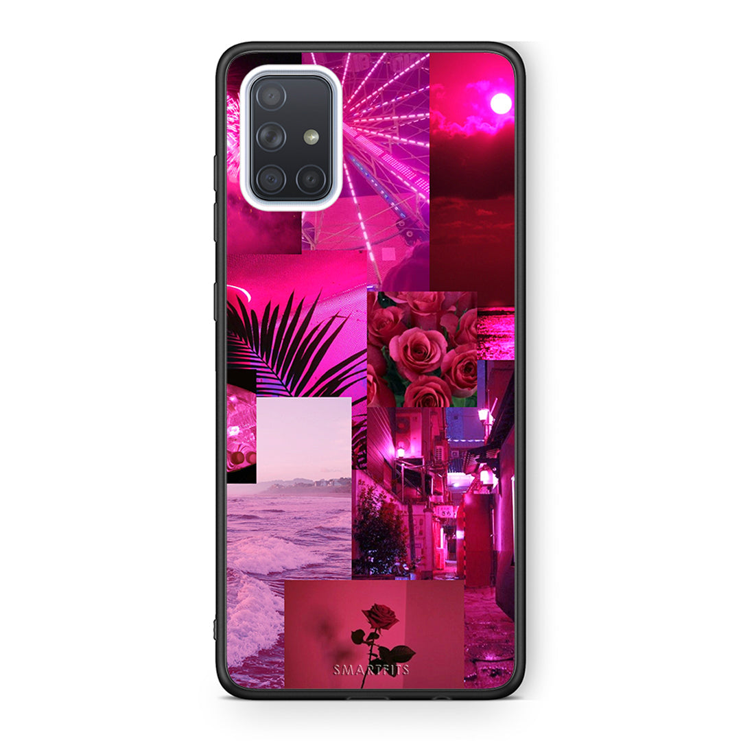 Samsung A71 Collage Red Roses Θήκη Αγίου Βαλεντίνου από τη Smartfits με σχέδιο στο πίσω μέρος και μαύρο περίβλημα | Smartphone case with colorful back and black bezels by Smartfits