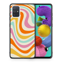 Thumbnail for Θήκη Samsung A51 Colourful Waves από τη Smartfits με σχέδιο στο πίσω μέρος και μαύρο περίβλημα | Samsung A51 Colourful Waves case with colorful back and black bezels
