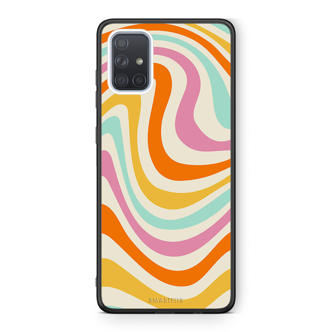 Samsung A51 Colourful Waves θήκη από τη Smartfits με σχέδιο στο πίσω μέρος και μαύρο περίβλημα | Smartphone case with colorful back and black bezels by Smartfits