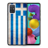 Thumbnail for Θήκη Samsung A51 Greek Flag από τη Smartfits με σχέδιο στο πίσω μέρος και μαύρο περίβλημα | Samsung A51 Greek Flag case with colorful back and black bezels