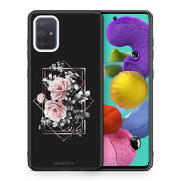 Thumbnail for Θήκη Samsung A51 Frame Flower από τη Smartfits με σχέδιο στο πίσω μέρος και μαύρο περίβλημα | Samsung A51 Frame Flower case with colorful back and black bezels
