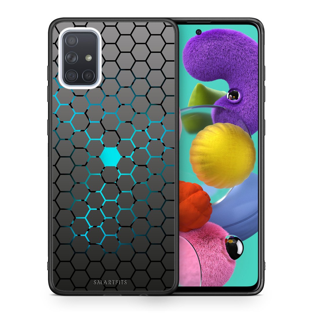 Θήκη Samsung A51 Hexagonal Geometric από τη Smartfits με σχέδιο στο πίσω μέρος και μαύρο περίβλημα | Samsung A51 Hexagonal Geometric case with colorful back and black bezels