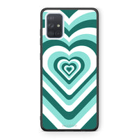 Thumbnail for Samsung A71 Green Hearts θήκη από τη Smartfits με σχέδιο στο πίσω μέρος και μαύρο περίβλημα | Smartphone case with colorful back and black bezels by Smartfits