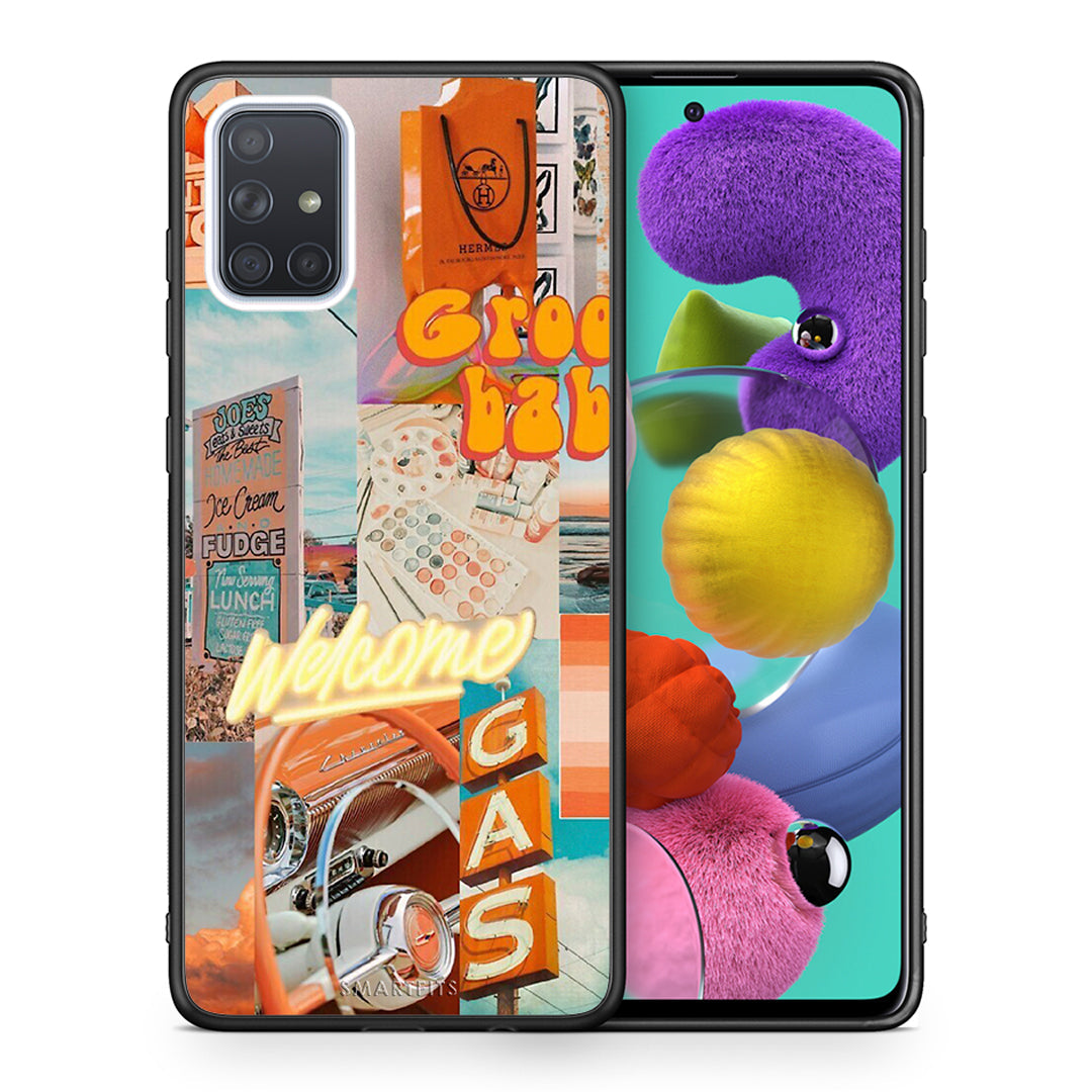 Θήκη Αγίου Βαλεντίνου Samsung A51 Groovy Babe από τη Smartfits με σχέδιο στο πίσω μέρος και μαύρο περίβλημα | Samsung A51 Groovy Babe case with colorful back and black bezels