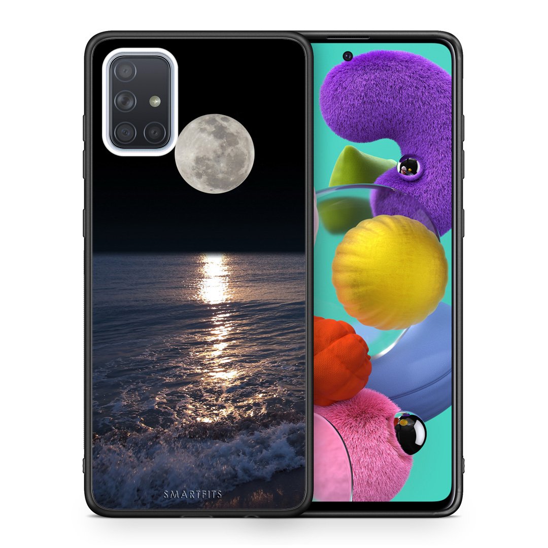Θήκη Samsung A51 Moon Landscape από τη Smartfits με σχέδιο στο πίσω μέρος και μαύρο περίβλημα | Samsung A51 Moon Landscape case with colorful back and black bezels