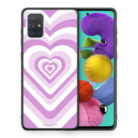 Thumbnail for Θήκη Samsung A51 Lilac Hearts από τη Smartfits με σχέδιο στο πίσω μέρος και μαύρο περίβλημα | Samsung A51 Lilac Hearts case with colorful back and black bezels