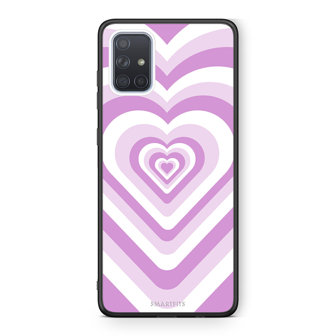 Samsung A51 Lilac Hearts θήκη από τη Smartfits με σχέδιο στο πίσω μέρος και μαύρο περίβλημα | Smartphone case with colorful back and black bezels by Smartfits