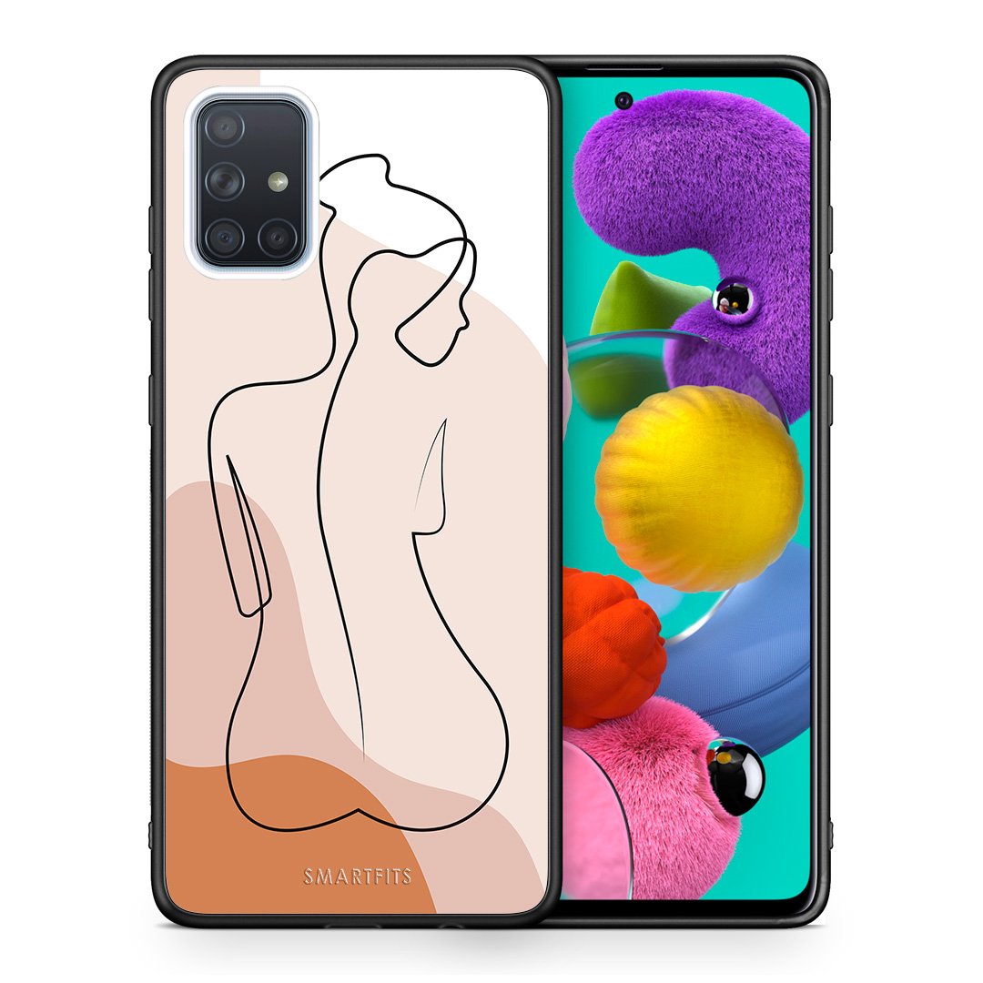 Θήκη Samsung A51 LineArt Woman από τη Smartfits με σχέδιο στο πίσω μέρος και μαύρο περίβλημα | Samsung A51 LineArt Woman case with colorful back and black bezels