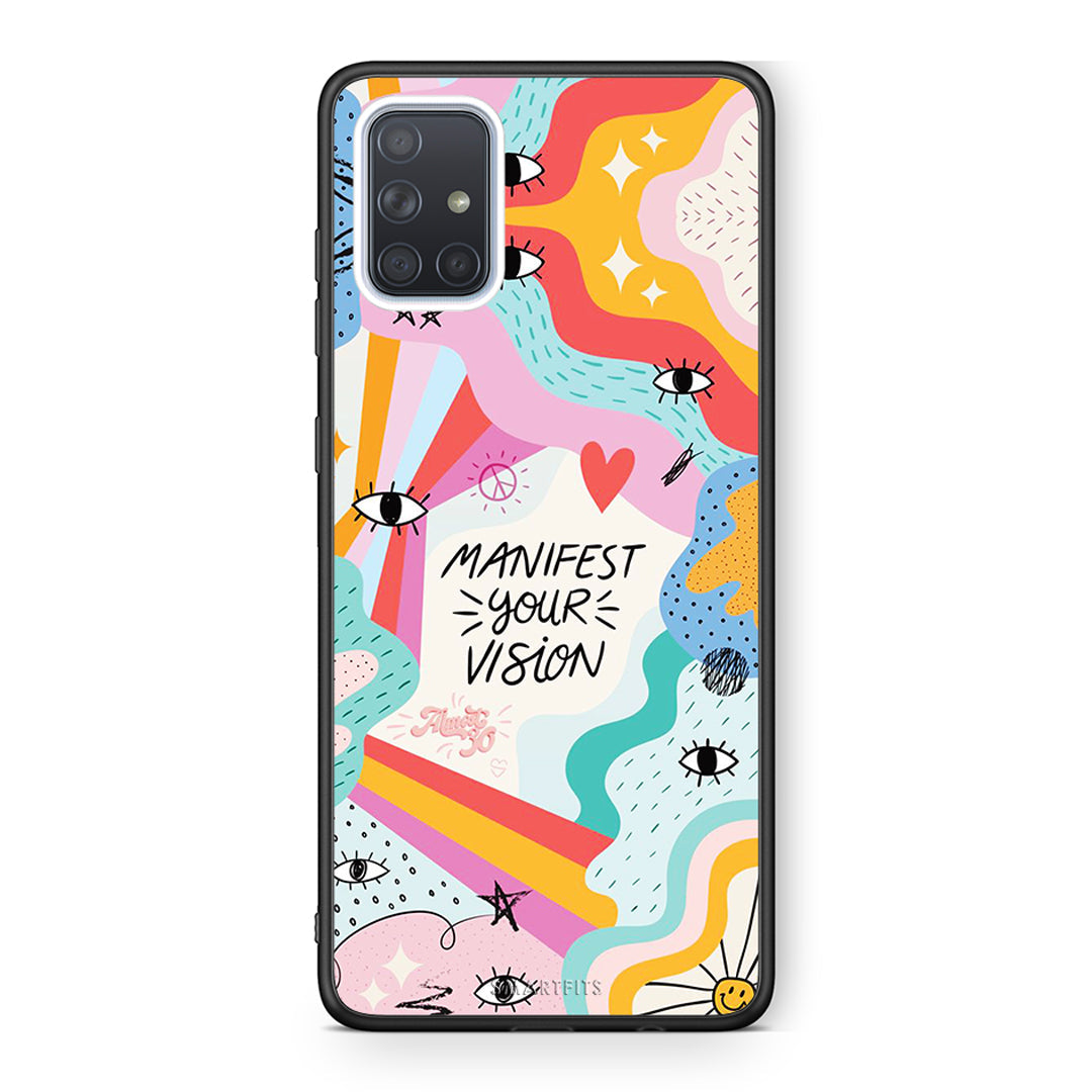 Samsung A51 Manifest Your Vision θήκη από τη Smartfits με σχέδιο στο πίσω μέρος και μαύρο περίβλημα | Smartphone case with colorful back and black bezels by Smartfits