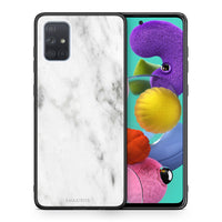 Thumbnail for Θήκη Samsung A51 White Marble από τη Smartfits με σχέδιο στο πίσω μέρος και μαύρο περίβλημα | Samsung A51 White Marble case with colorful back and black bezels