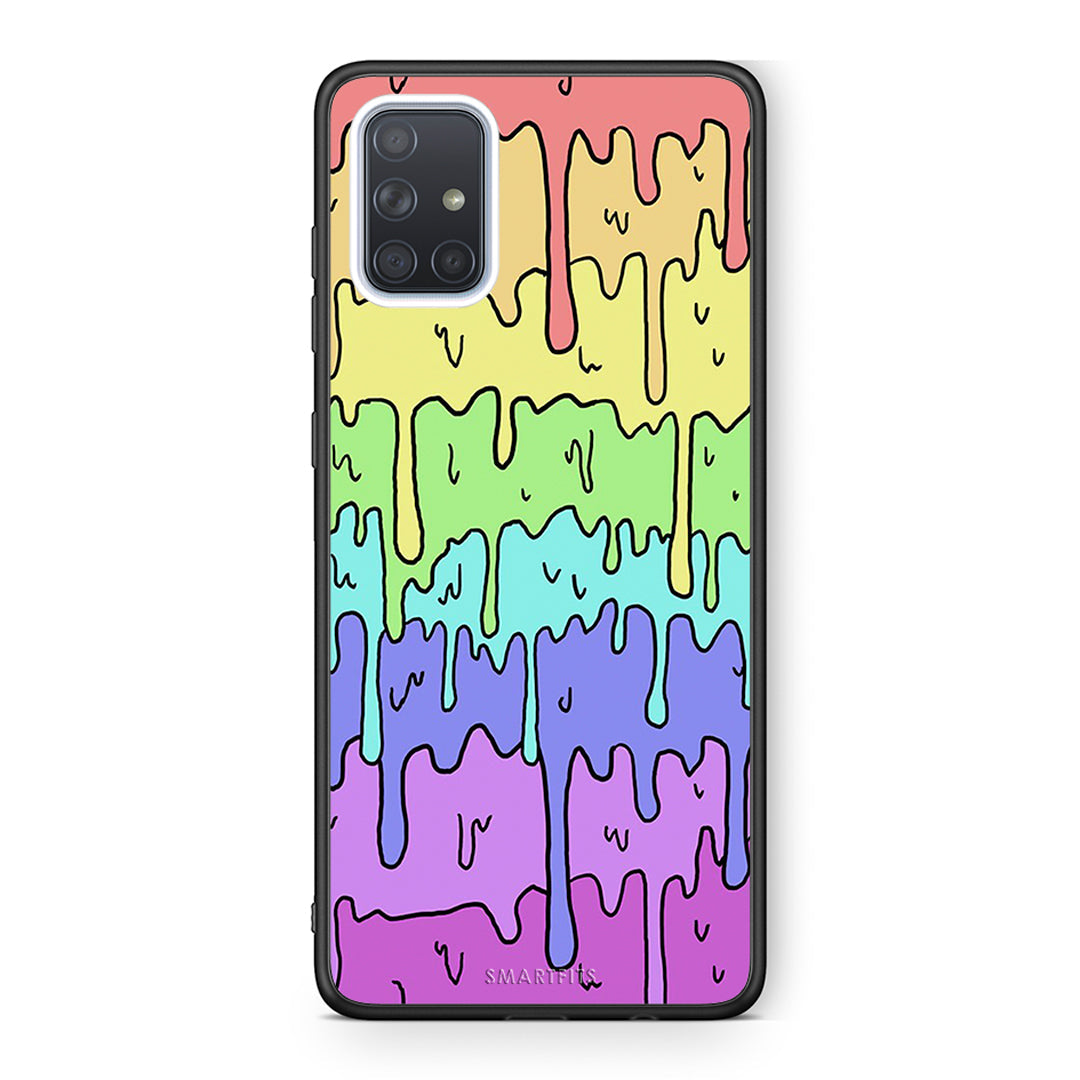 Samsung A71 Melting Rainbow θήκη από τη Smartfits με σχέδιο στο πίσω μέρος και μαύρο περίβλημα | Smartphone case with colorful back and black bezels by Smartfits